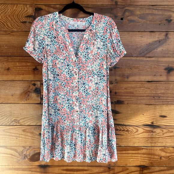 Loft Floral Flounce Shirtdress size XXSP - Picture 1 of 6